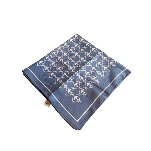 Vitg Square Scarf Moroccan Geometric Blue White Neck Wrap Bandana Italian Made - Picture 3 of 7